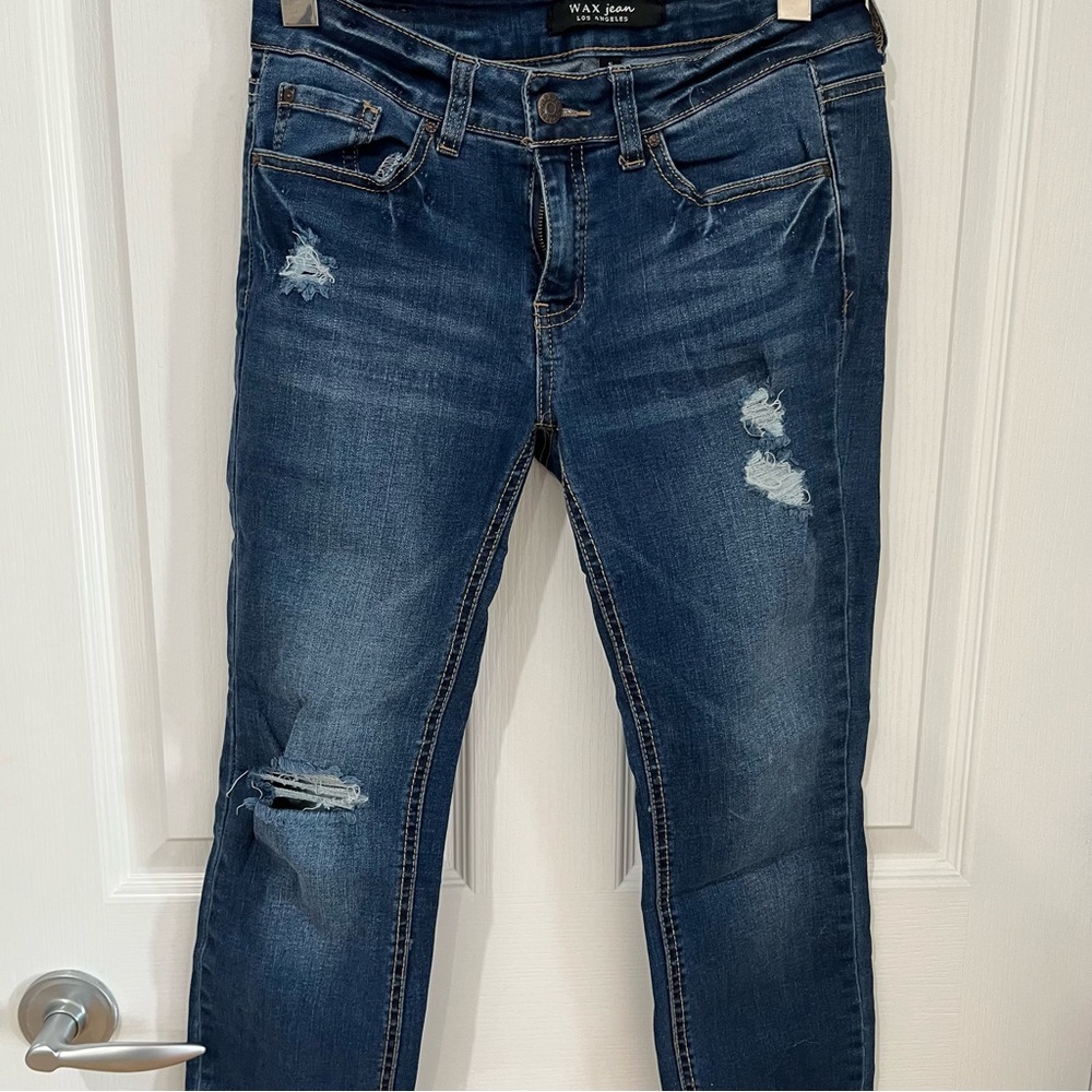 Wax Jean Women's Blue Distressed Jeans
